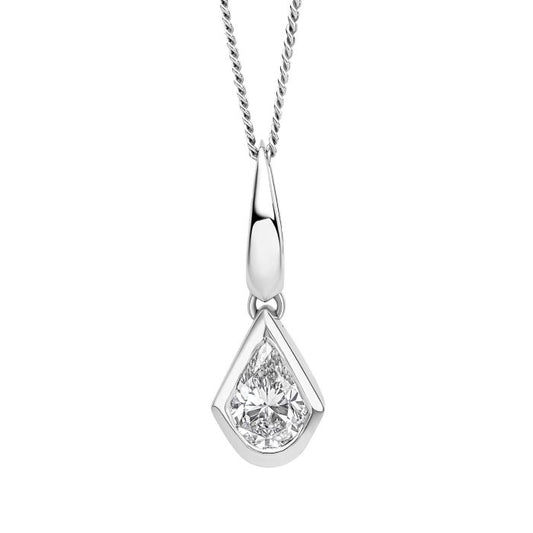 Elements Gold Pear Cut Knife Edge Pendant
