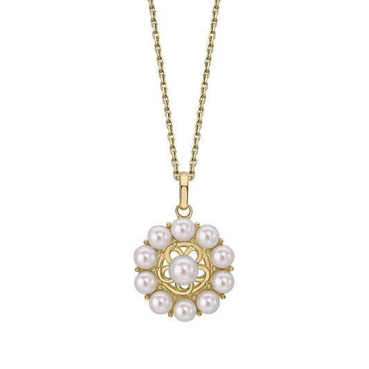 Elements Gold Floral Freshwater Pearl Pendant