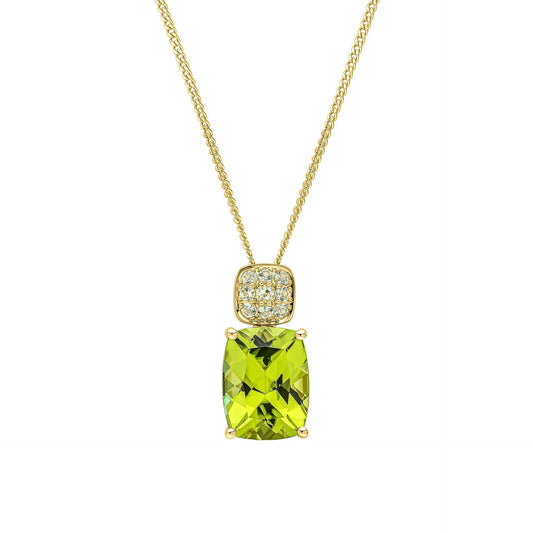 Elements Gold Cushion Cut and Cluster Peridot Pendant