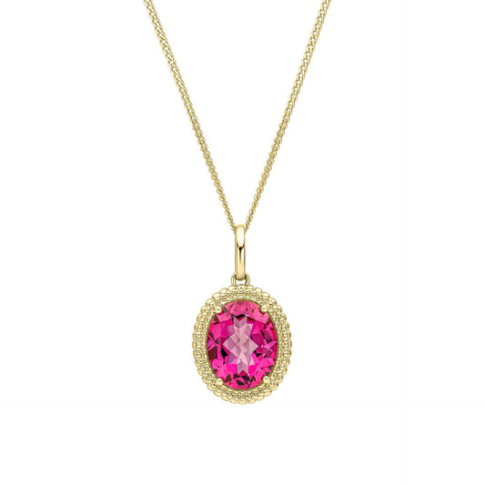 Elements Gold Oval Cut Pink Topaz Pendant