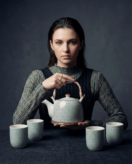 Large Herbal Teapot - Green Mosaic Design