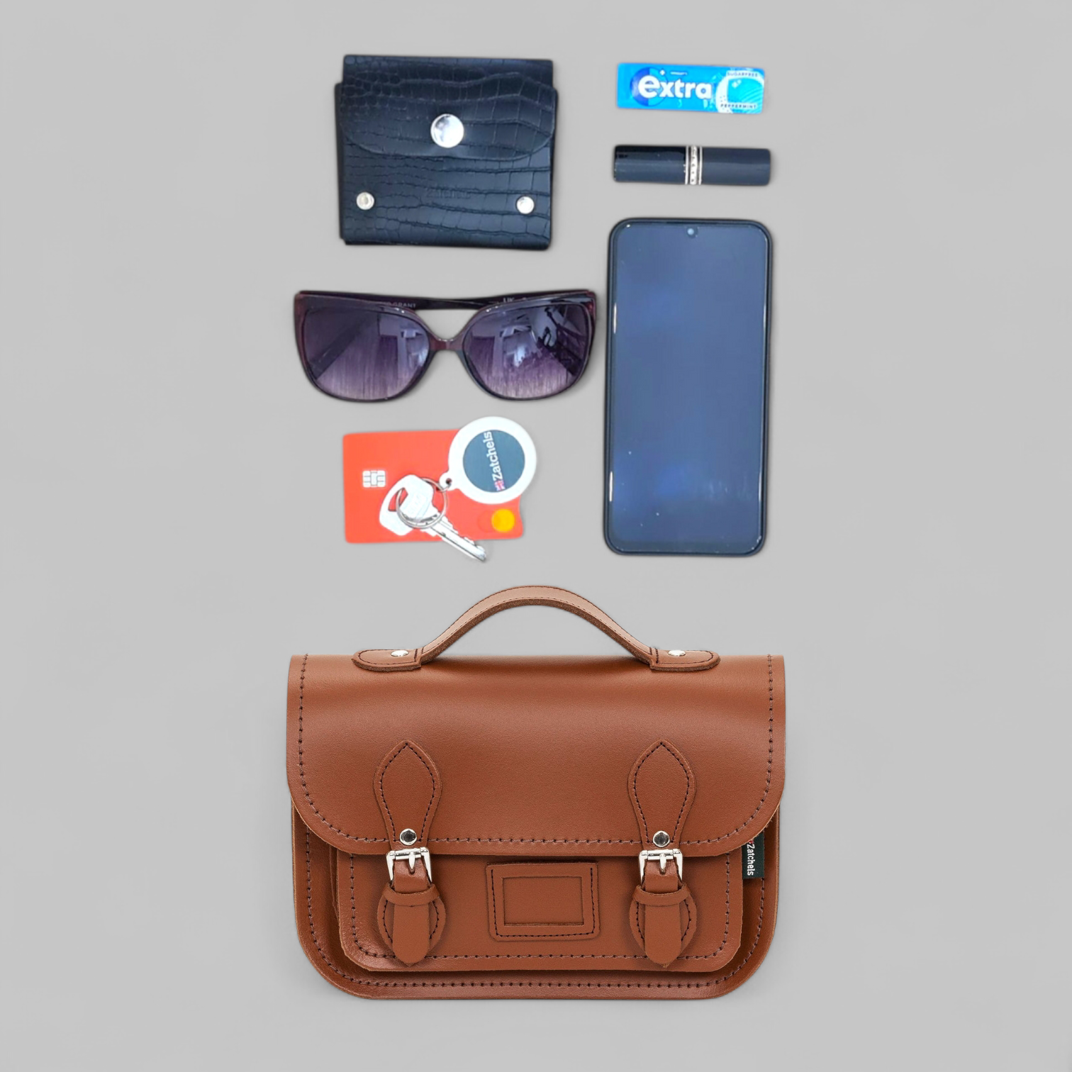 Leather Midi Satchel - White