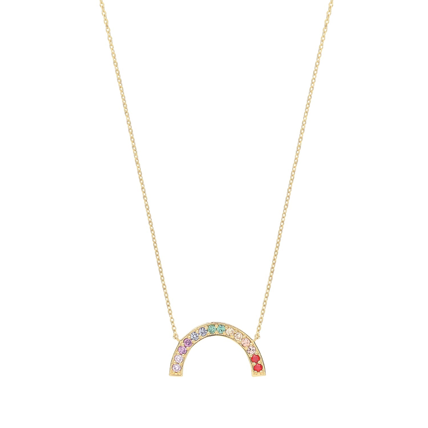 9ct Yellow Gold Large Rainbow Zirconia Necklet NK422