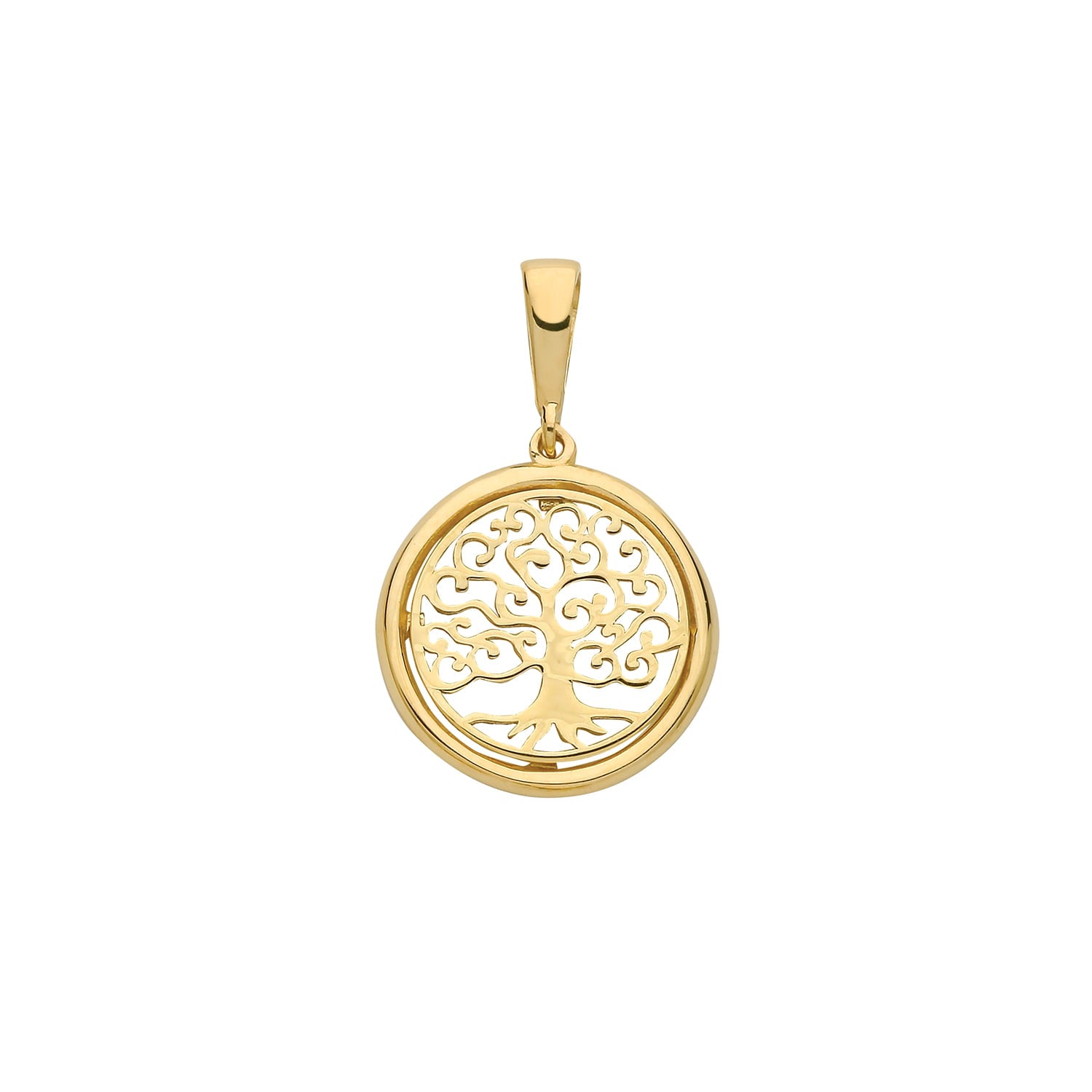 9ct Yellow Gold Tree Of Life Round Pendant PN1079
