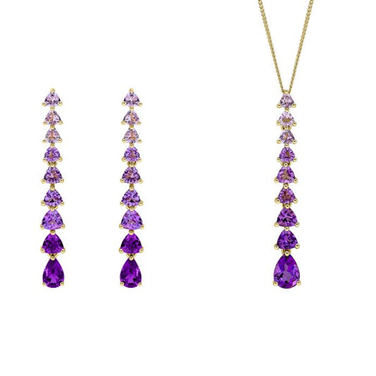 Elements Gold Trillion and Pear Amethyst Set