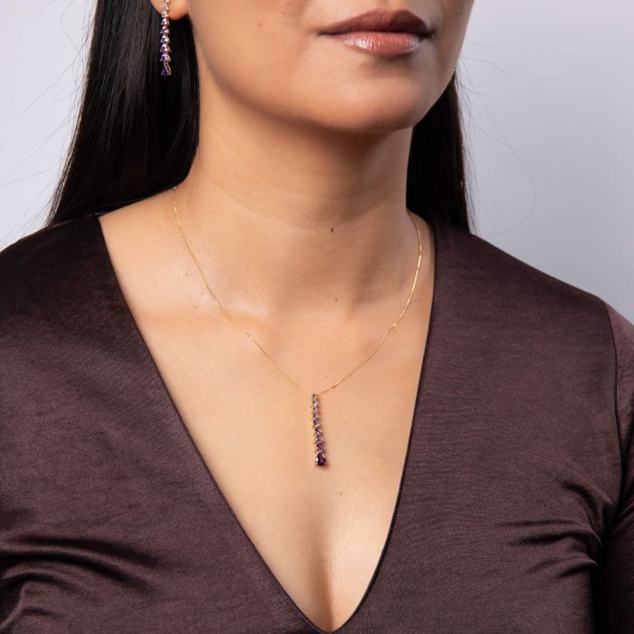 Elements Gold Trillion and Pear Amethyst Set